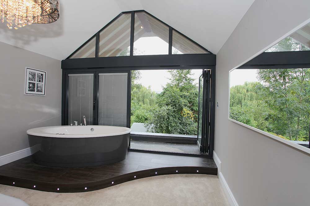 Bathroom with bi-fold doors integral blinds