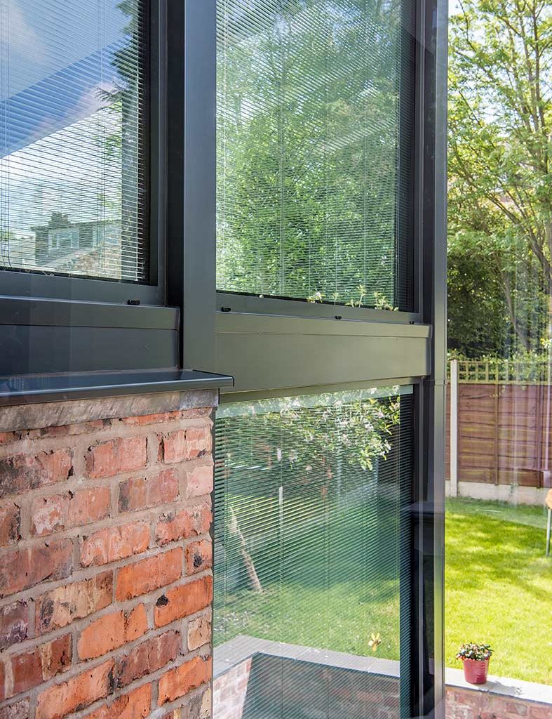 Outside view of integral blinds